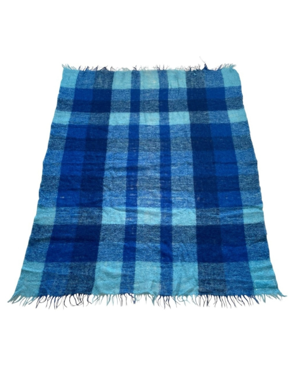 MONTROSE Australia Vintage Mohair Wool Plaid Throw Blanket